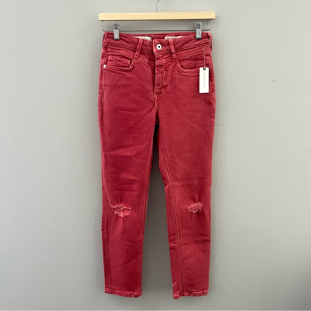 NWT Anthropologie Pilcro High-Rise Slim Ankle Jean Pants Distressed 25